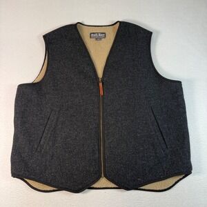 Woolrich Wool Blend Sherpa Lined Vest Men XL Charcoal Gray Gorpcore Workwear